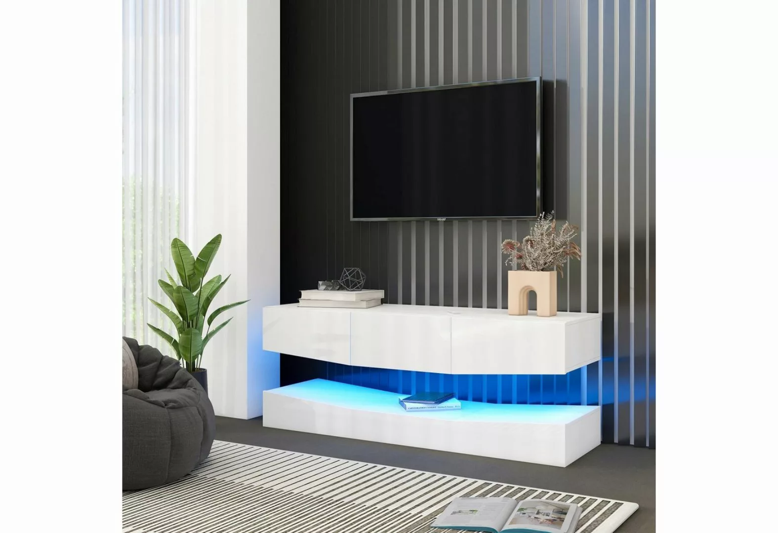 OKWISH TV-Schrank TV-Ständer,LED TV Lowboard, (Wand befestigter schwimmende günstig online kaufen