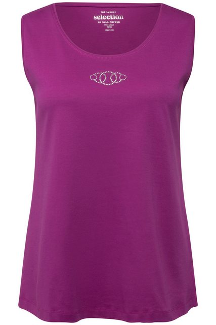 Ulla Popken Longtop Top Pima Cotton Slim Rundhals Ziersteinchen günstig online kaufen