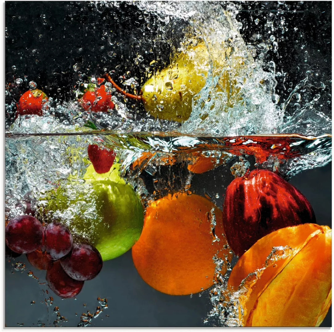 Artland Glasbild "Spritzendes Obst auf dem Wasser", Lebensmittel, (1 St.), günstig online kaufen