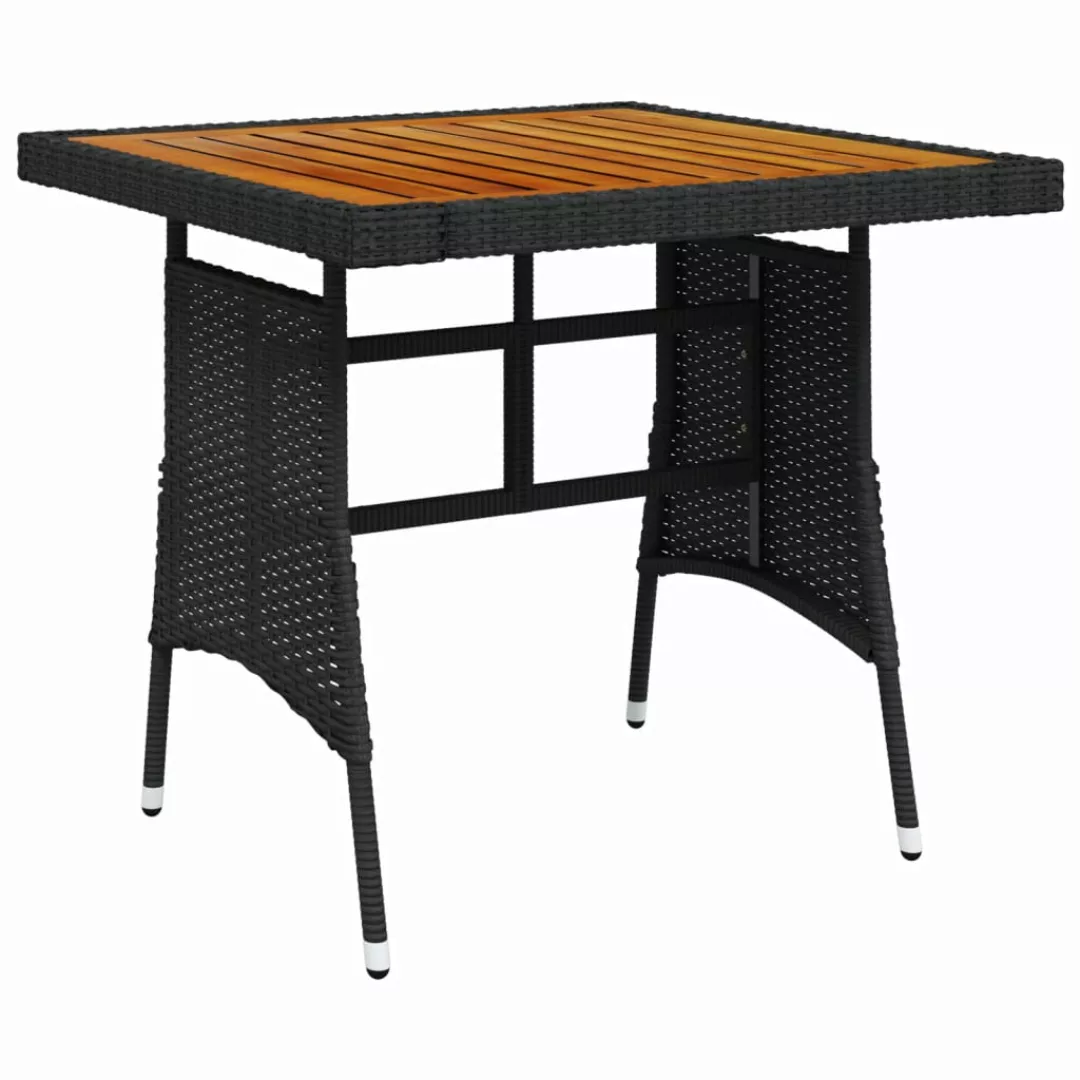 Gartentisch Schwarz 70x70x72 Cm Poly Rattan & Massivholz Akazie günstig online kaufen