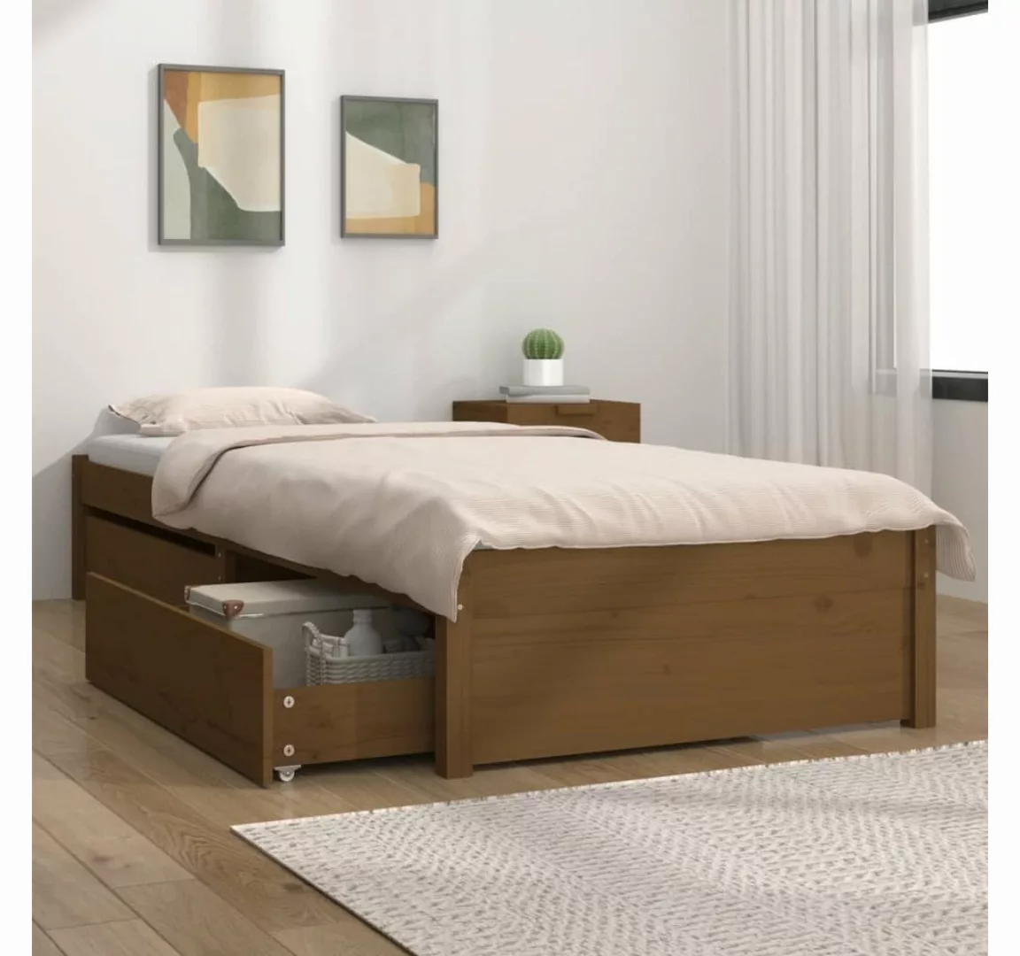 vidaXL Bett Bett mit Schubladen Honigbraun 90x200 cm günstig online kaufen