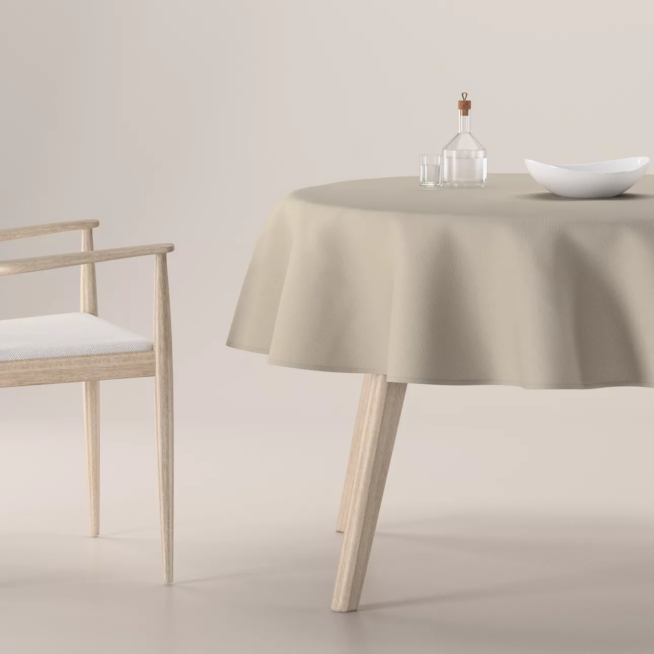 Runde Tischdecke, grau-beige, Leinen (159-15) günstig online kaufen