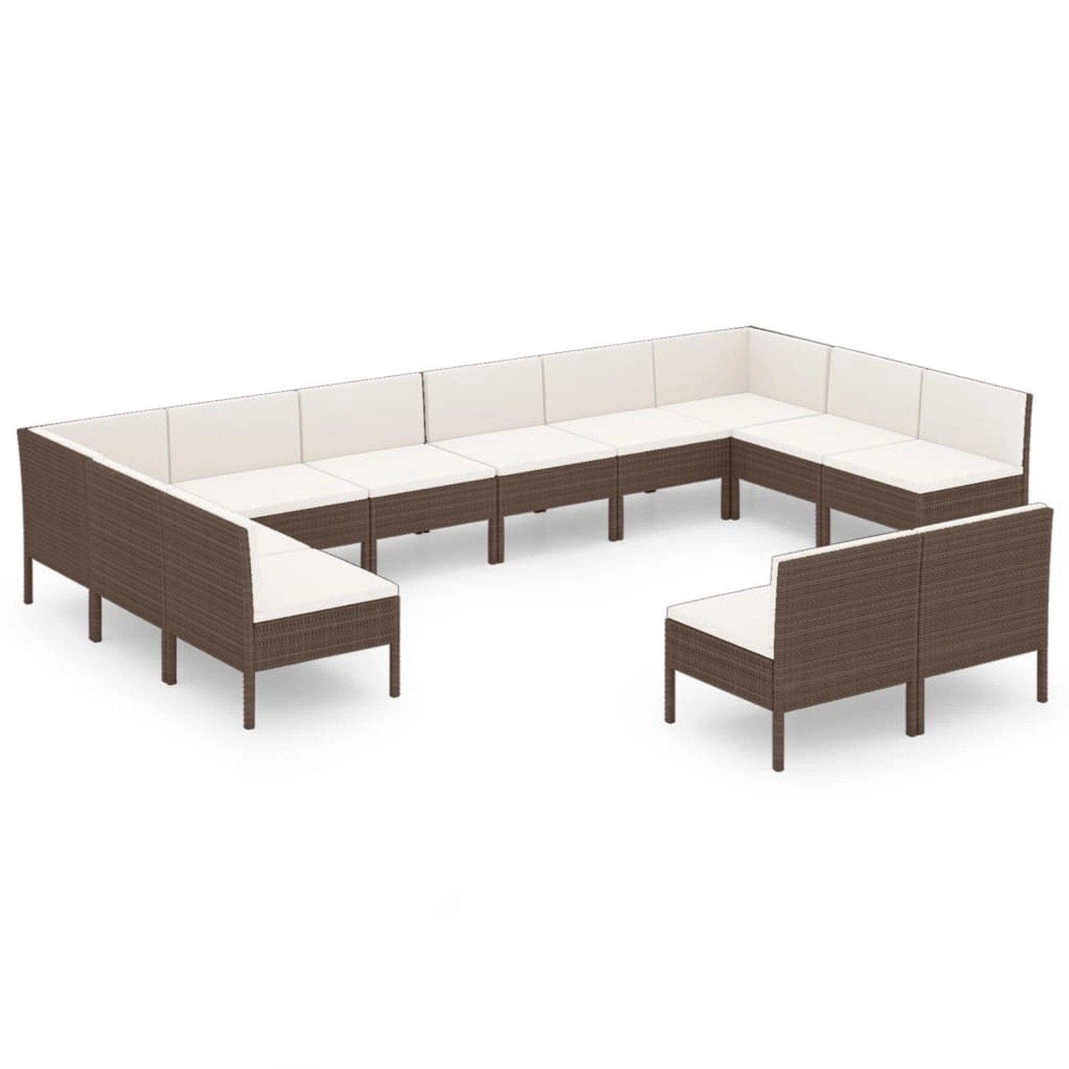 12-tlg. Garten-lounge-set Mit Auflagen Poly Rattan Braun günstig online kaufen