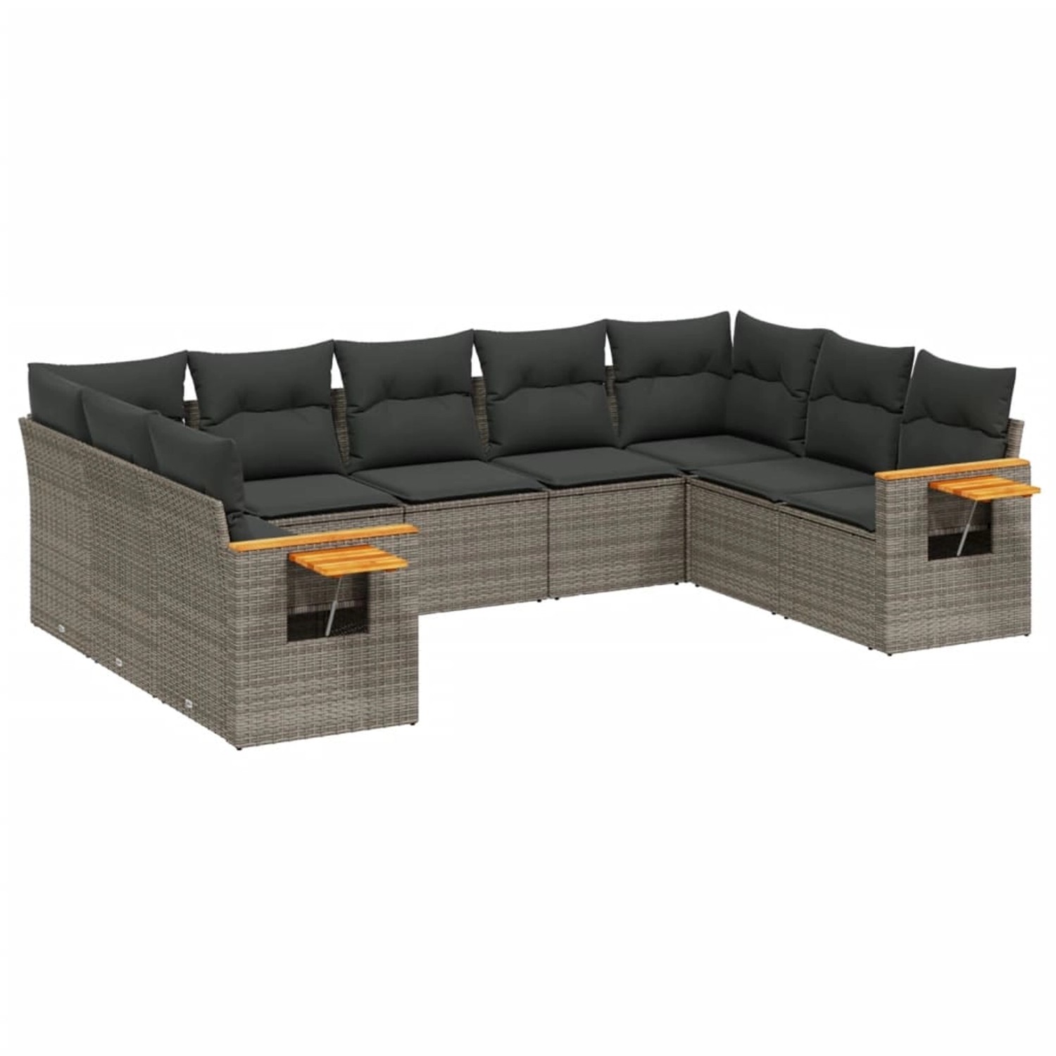 vidaXL 9-tlg Garten-Sofagarnitur mit Kissen Grau Poly Rattan Modell 59 günstig online kaufen