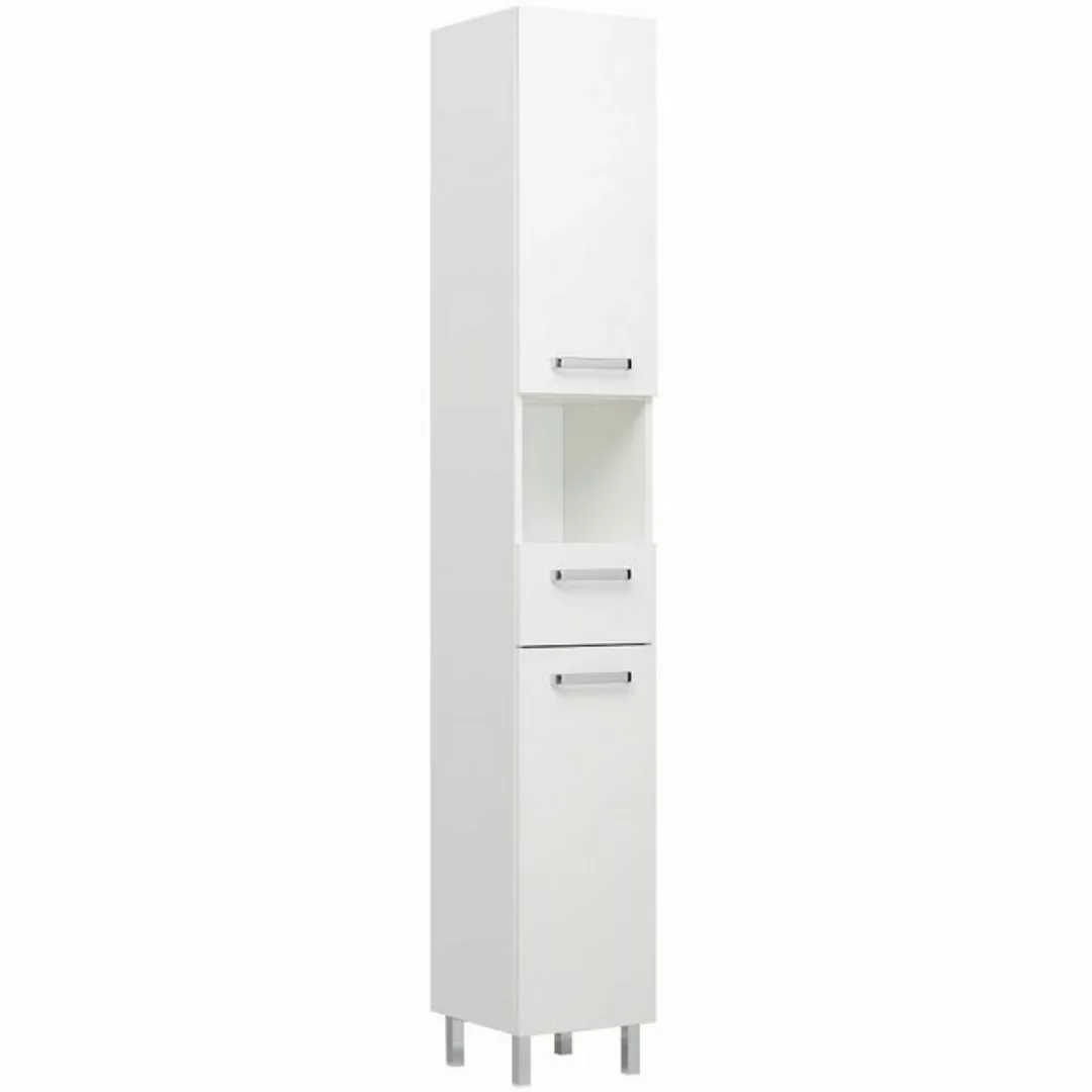 Lomadox Badmöbel Hochschrank WARSCHAU-66 Badezimmerschrank in weiß glänzend günstig online kaufen