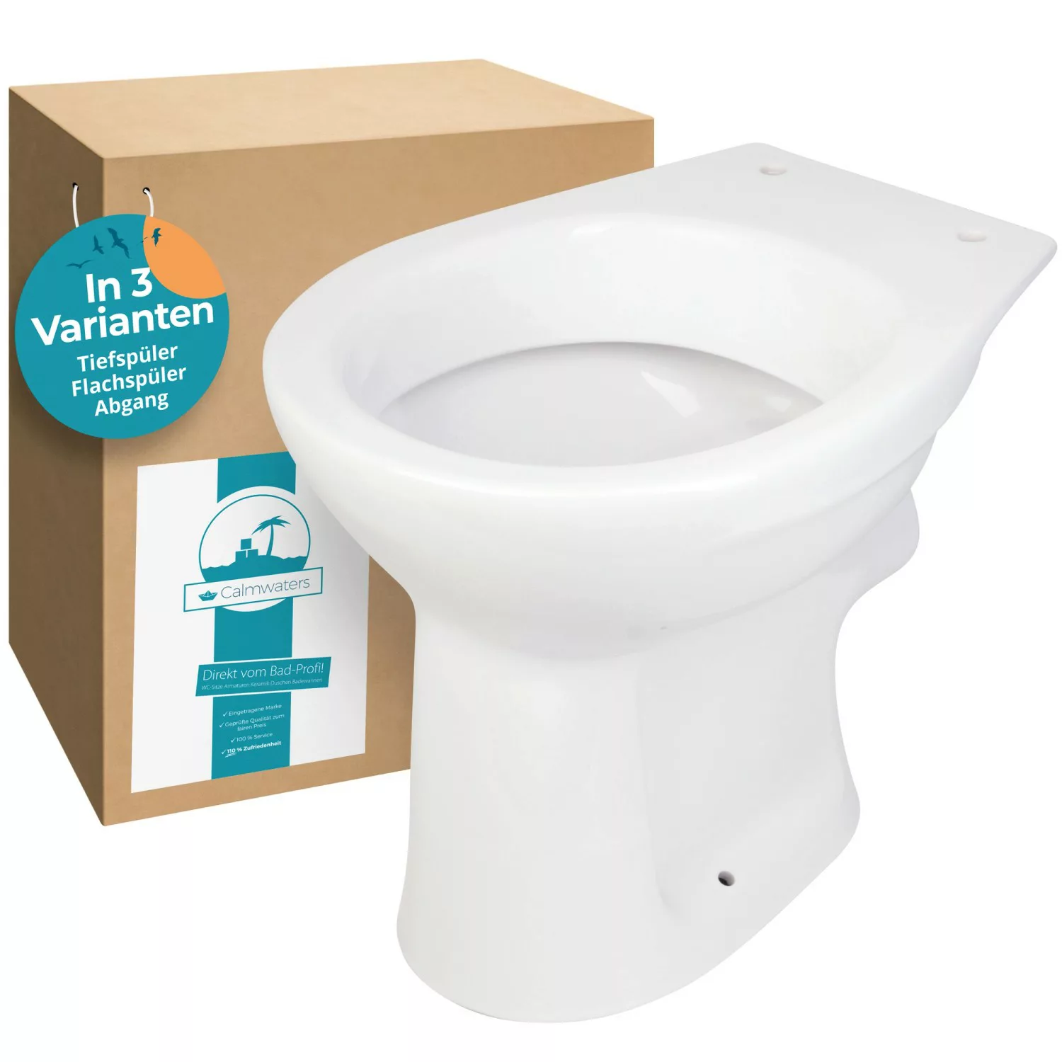 Calmwaters Stand-WC Universal Weiß Flachspüler Abgang Waagerecht 07AB2317 günstig online kaufen