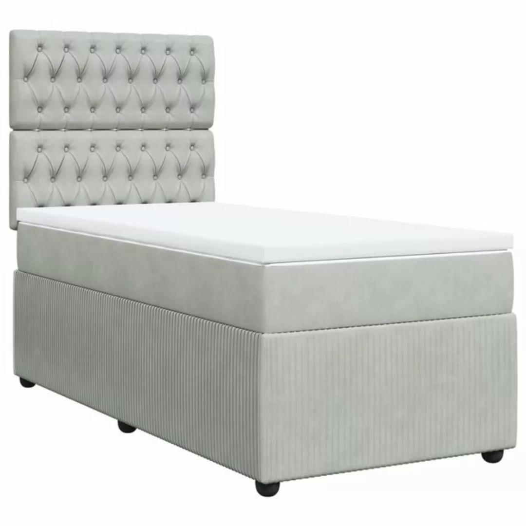 vidaXL Bett Boxspringbett mit Matratze Hellgrau 80x200 cm Samt günstig online kaufen