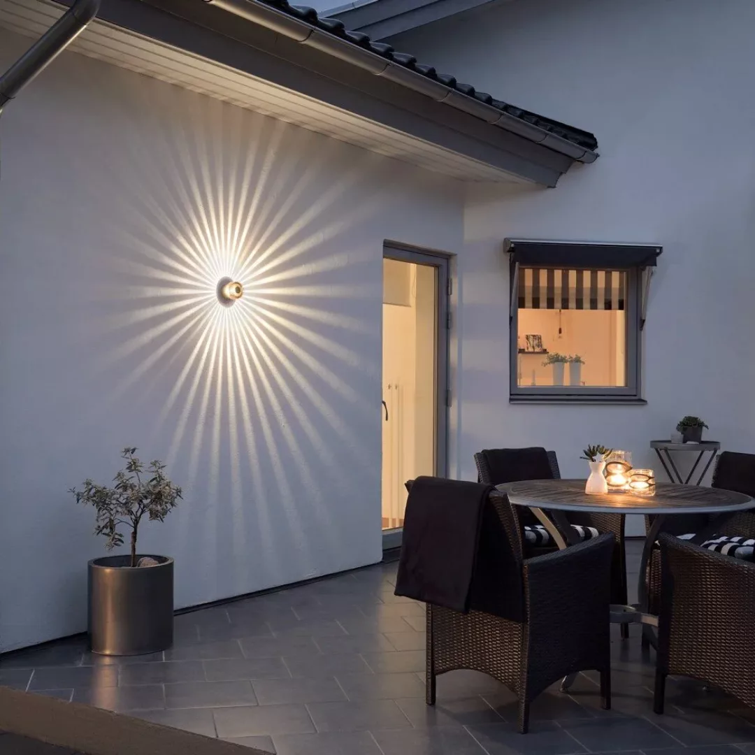 LED-Außenwandlampe Monza Strahlen rund bronze 9cm günstig online kaufen