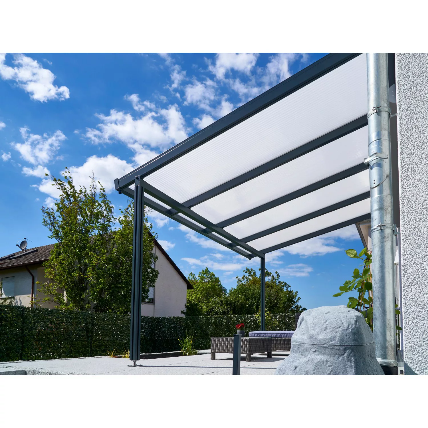 Terrassenüberdachung Premium (BxT) 309 cm x 306 cm Anthrazit Acryl Klima Bl günstig online kaufen