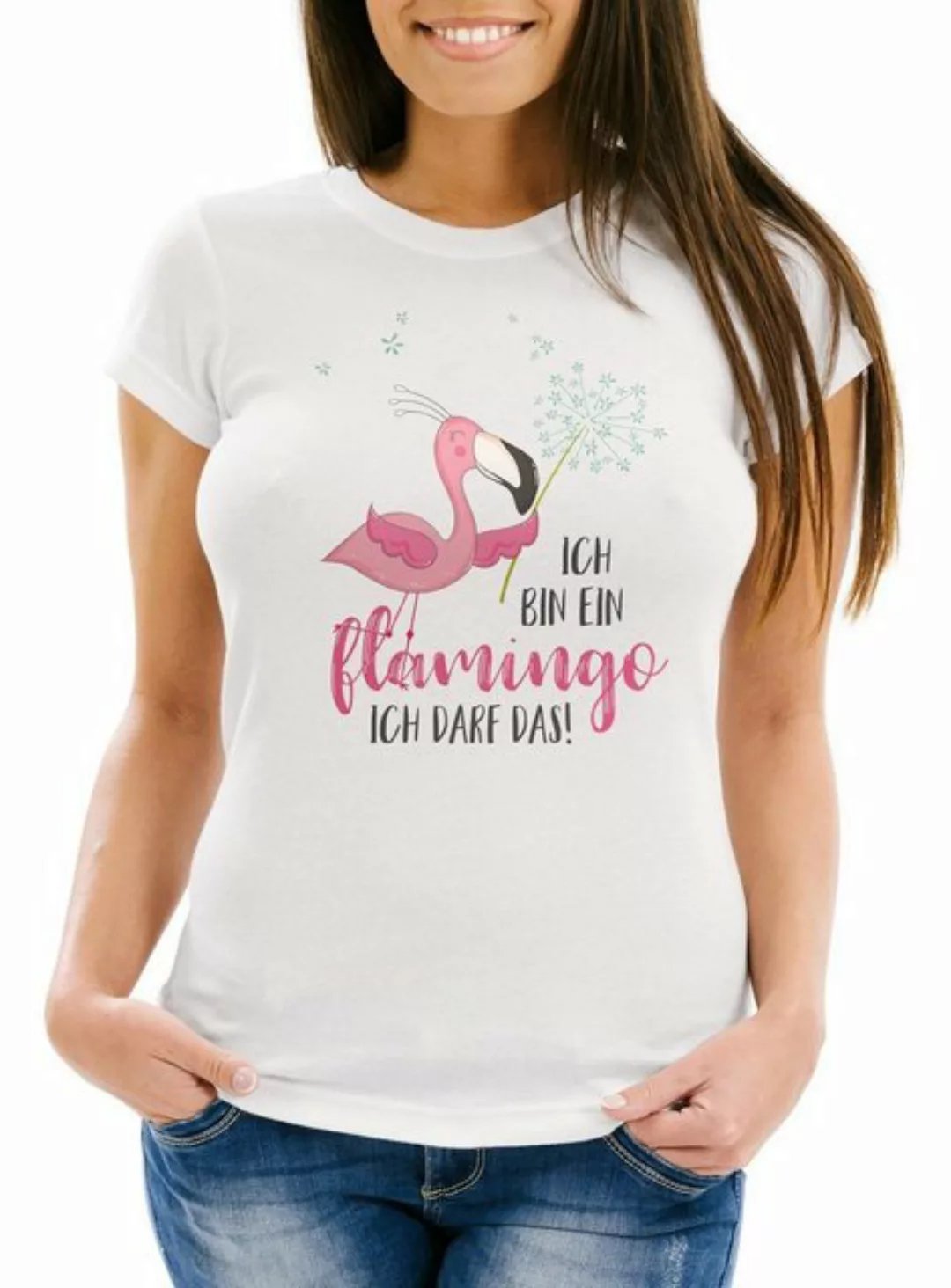 MoonWorks Print-Shirt Damen T-Shirt Flamingo Ich bin ein Flamingo ich darf günstig online kaufen