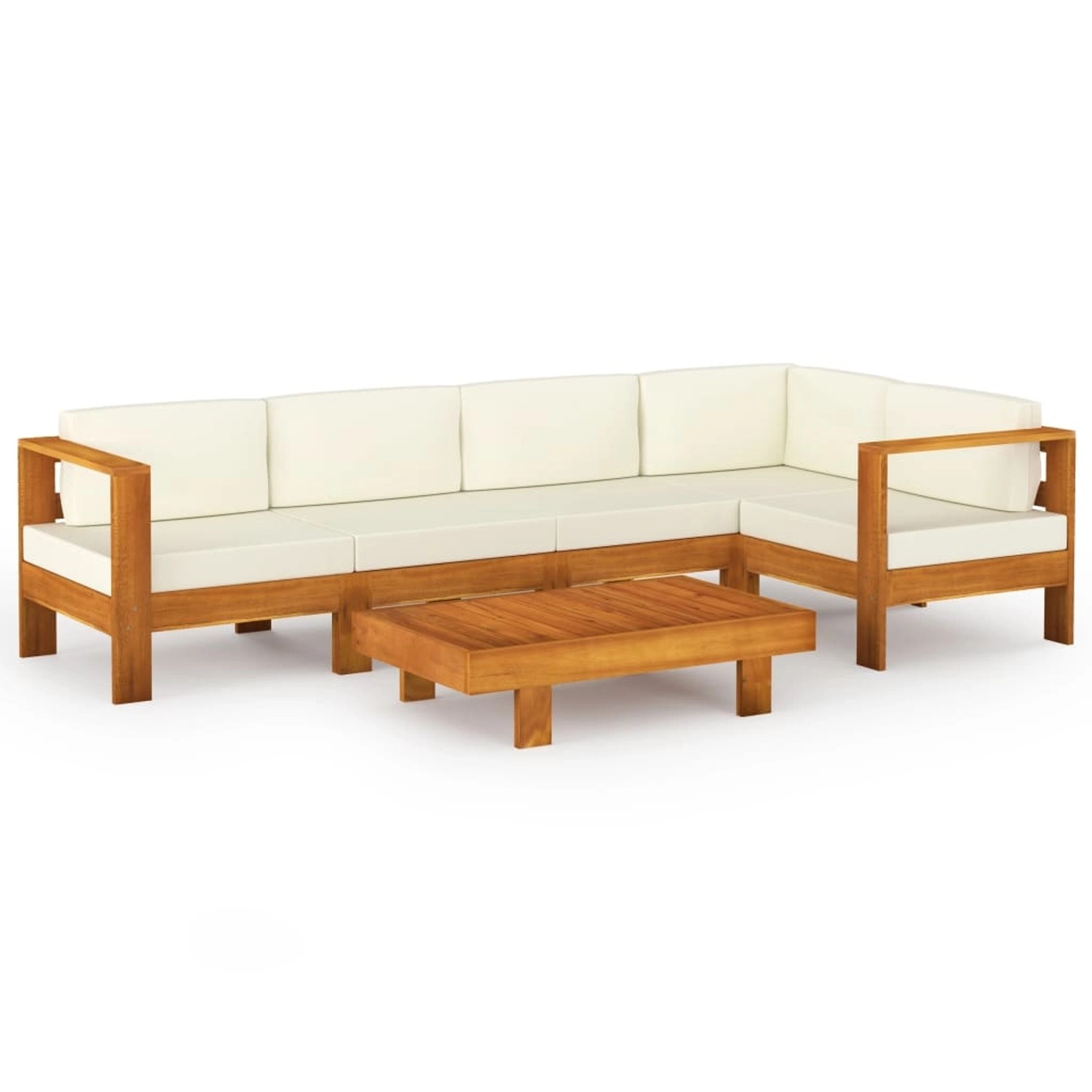 6-tlg. Garten-lounge-set Mit Creme Auflagen Massivholz Akazie günstig online kaufen