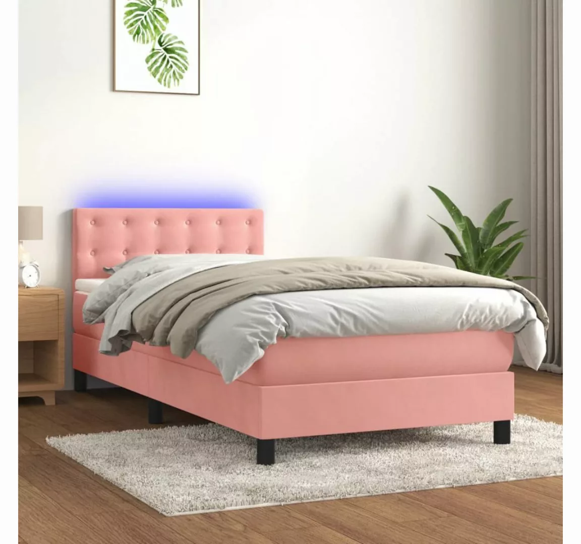 vidaXL Boxspringbett Bett Boxspringbett mit Matratze & LED Samt (90 x 200 c günstig online kaufen