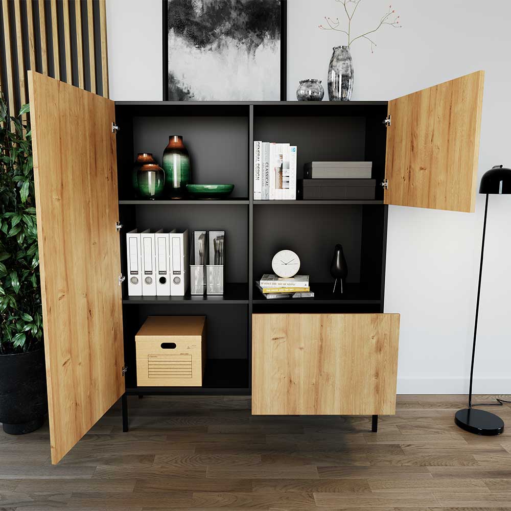 Wohnzimmerschrank Wohnzimmer Schrank mit einem offenen Fach und Vierfußgest günstig online kaufen