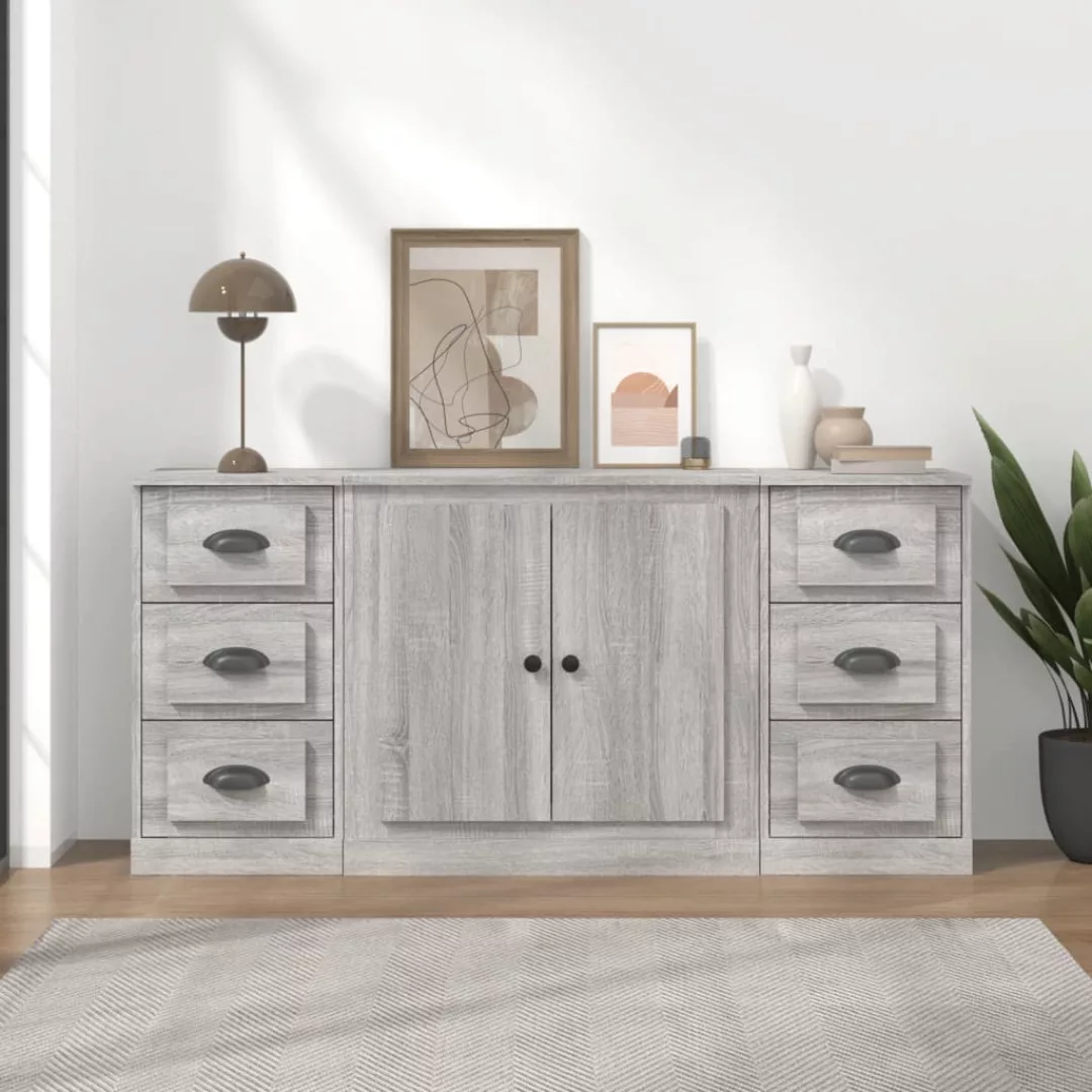 Vidaxl Sideboards 3 Stk. Grau Sonoma Holzwerkstoff günstig online kaufen