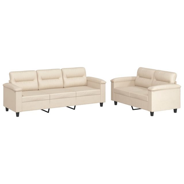 vidaXL Sofa 2-tlg. Sofagarnitur mit Kissen Beige Mikrofasergewebe günstig online kaufen