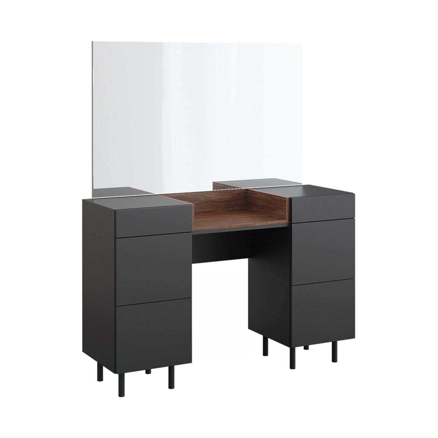 Vicco Schminktisch Anika, Anthrazit/Nussbaum, 120 cm günstig online kaufen