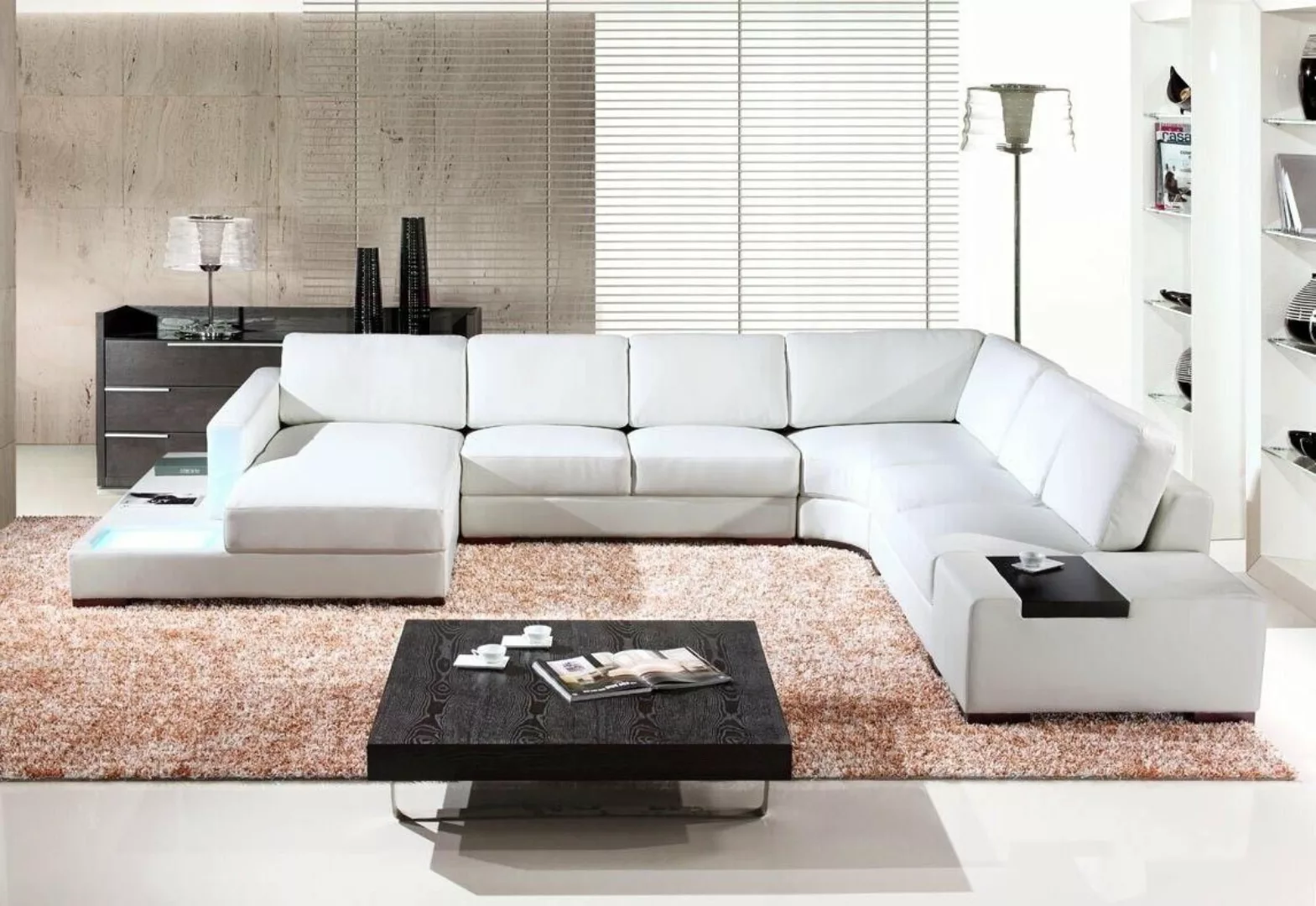 JVmoebel Ecksofa Weiß Ecksofa U-Form Luxus Stil Modern Wohnzimmer Sofa SOFO günstig online kaufen