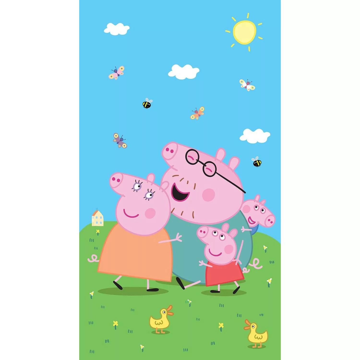 Sanders & Sanders Fototapete Peppa Wutz Grün Blau und Rosa 1,5 x 2,7 m 6012 günstig online kaufen