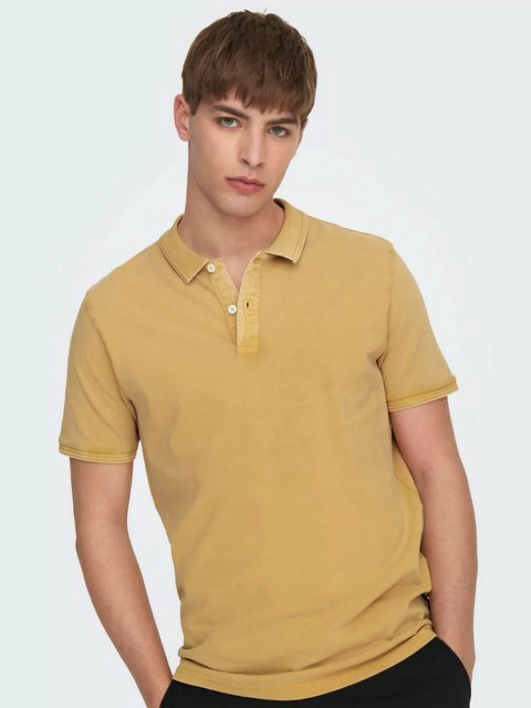 ONLY & SONS Poloshirt Poloshirt aus Baumwolle Kurzarm Slim Fit 7489 in Gelb günstig online kaufen