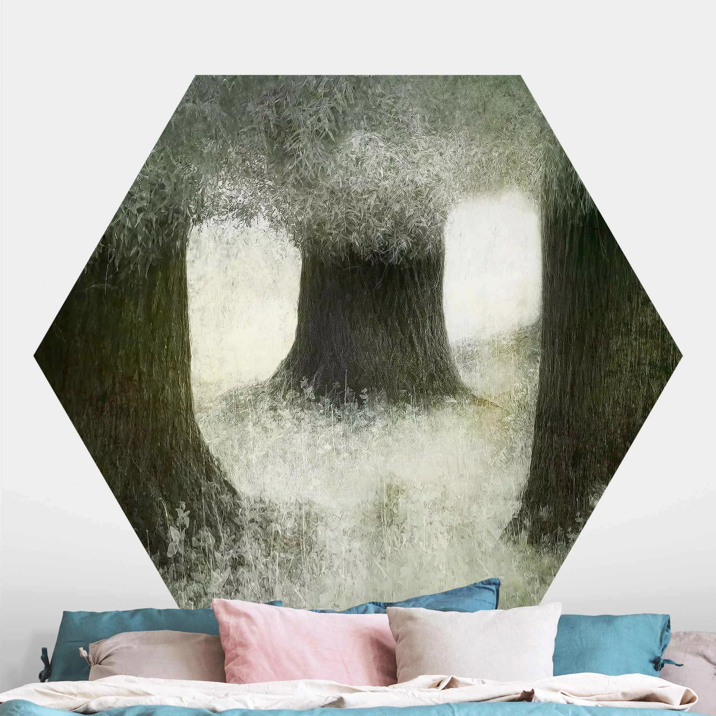 Hexagon Mustertapete selbstklebend Verträumter Wald günstig online kaufen