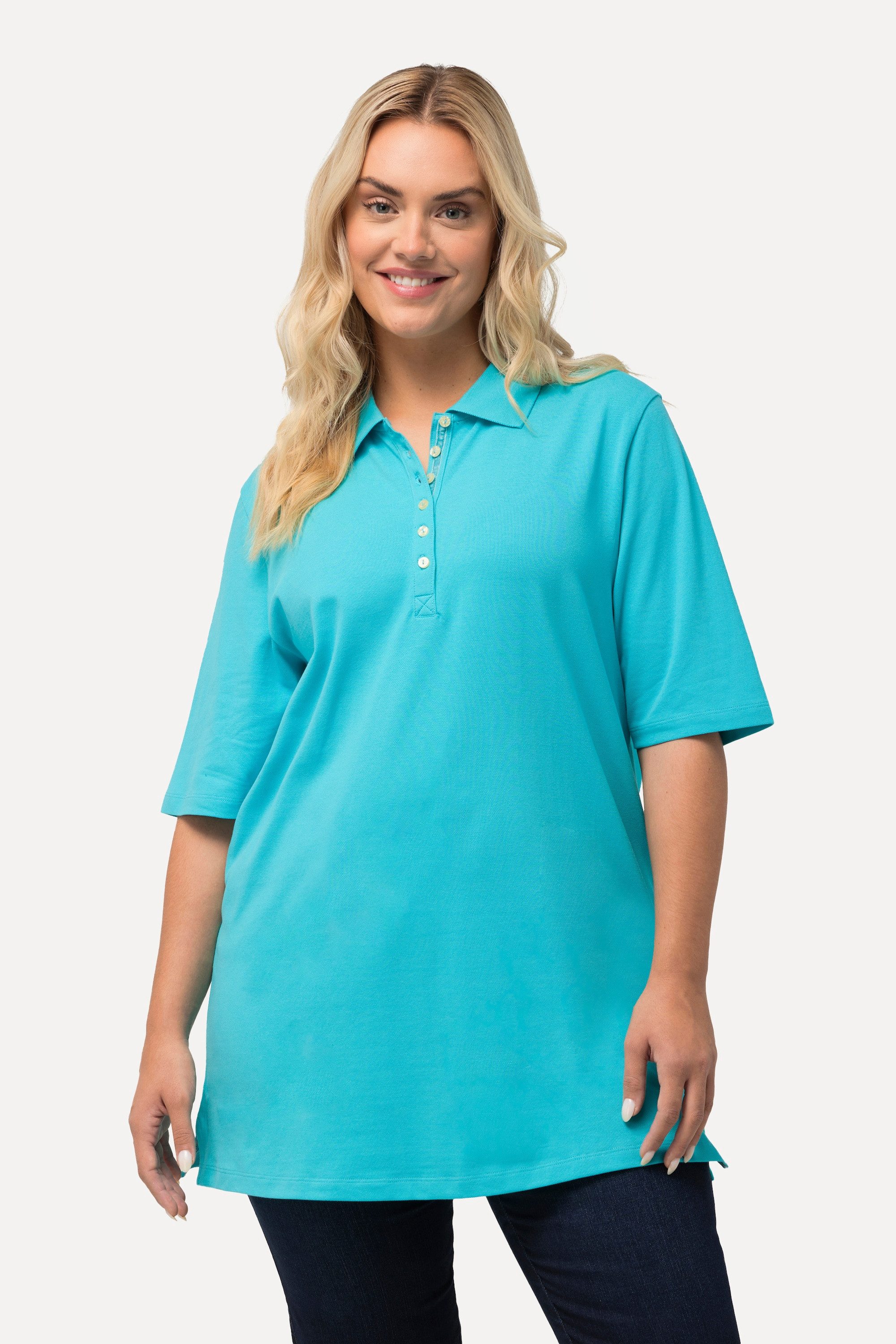 Ulla Popken T-Shirt Poloshirt Piqué Polokragen günstig online kaufen