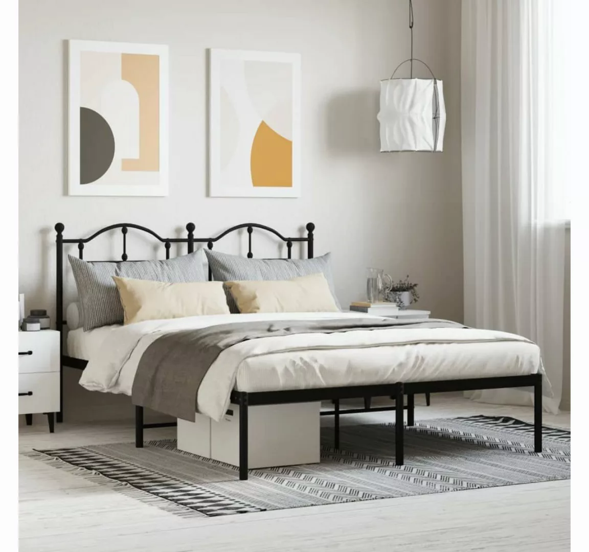 furnicato Bett Bettgestell mit Kopfteil Metall Schwarz 150x200 cm günstig online kaufen