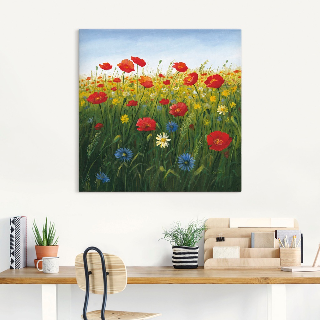 Artland Wandbild »Mohnblumen Landschaft I«, Blumenwiese, (1 St.), als Alubi günstig online kaufen