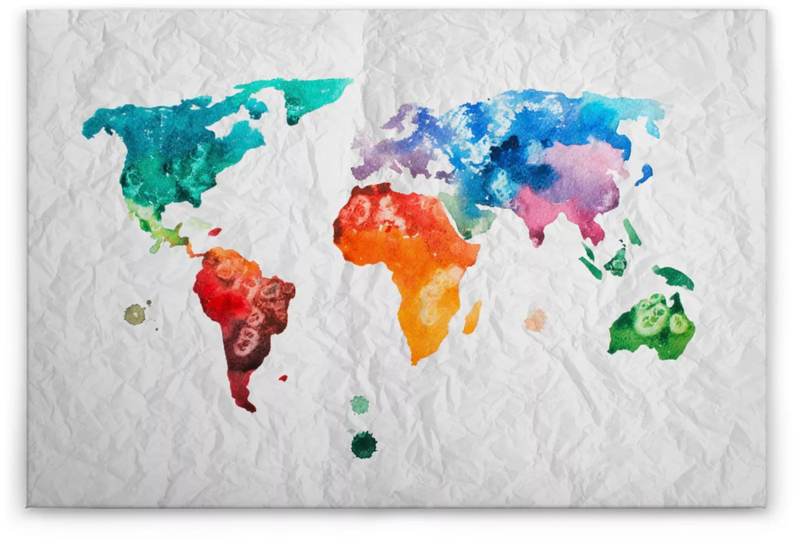 Bricoflor Bunte Landkarte Als Bild In Papier Optik Canvas Leinwand Mit Welt günstig online kaufen