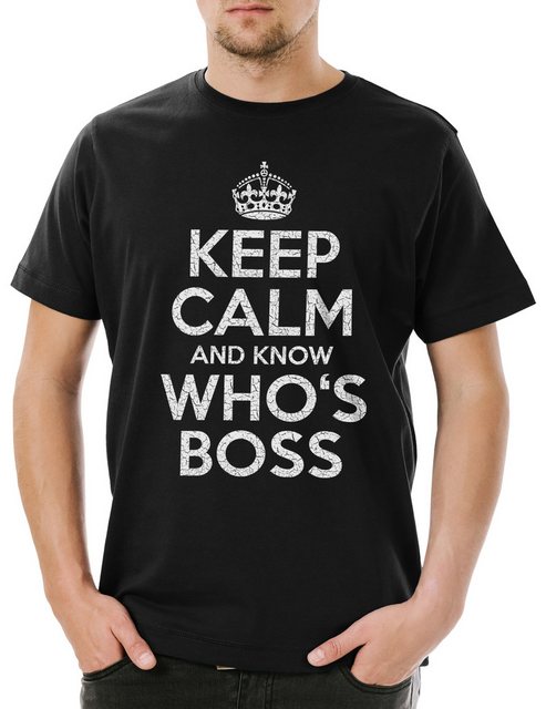 Urban Backwoods Print-Shirt Keep Calm And Know Who's Boss Herren T-Shirt Fu günstig online kaufen