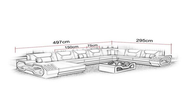 Xlmoebel Ecksofa Wohnlandschaft in modernem Grau mit U-förmigem Ecksofa, Co günstig online kaufen