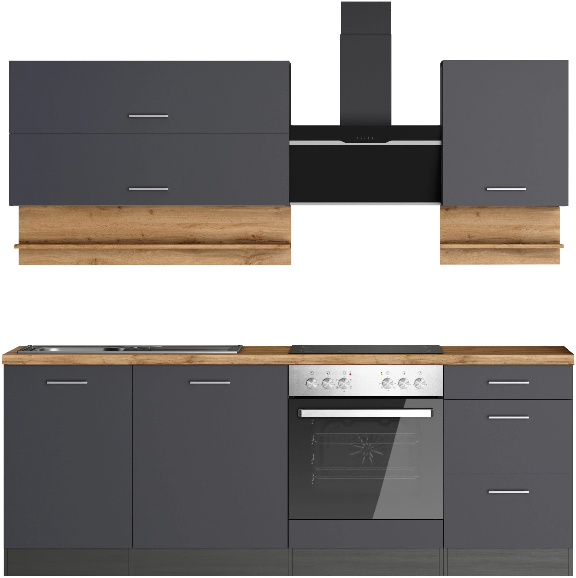 KOCHSTATION Küchenzeile »KS-Milan«, 220 cm breit, robuste Metallauszüge, vi günstig online kaufen