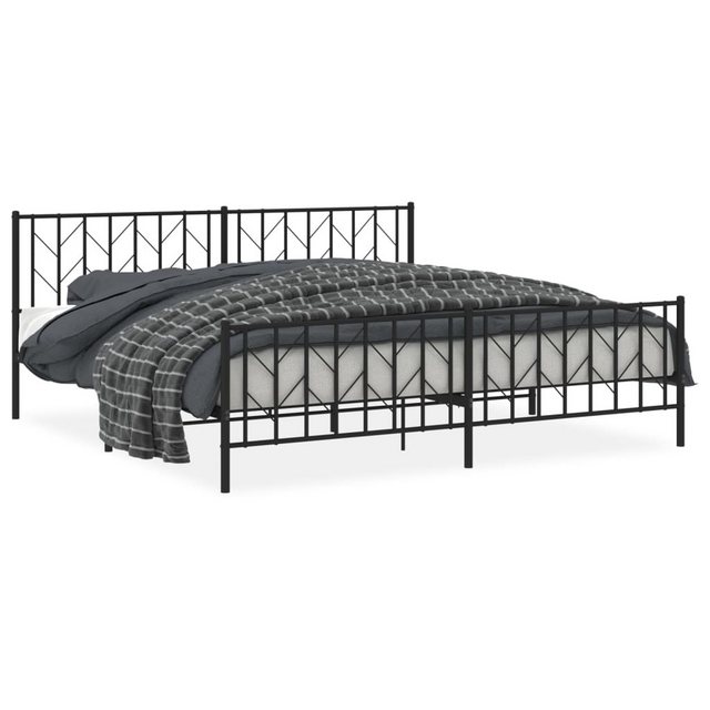 furnicato Bettgestell mit Kopf- und Fußteil Metall Schwarz 200x200 cm (1-tl günstig online kaufen