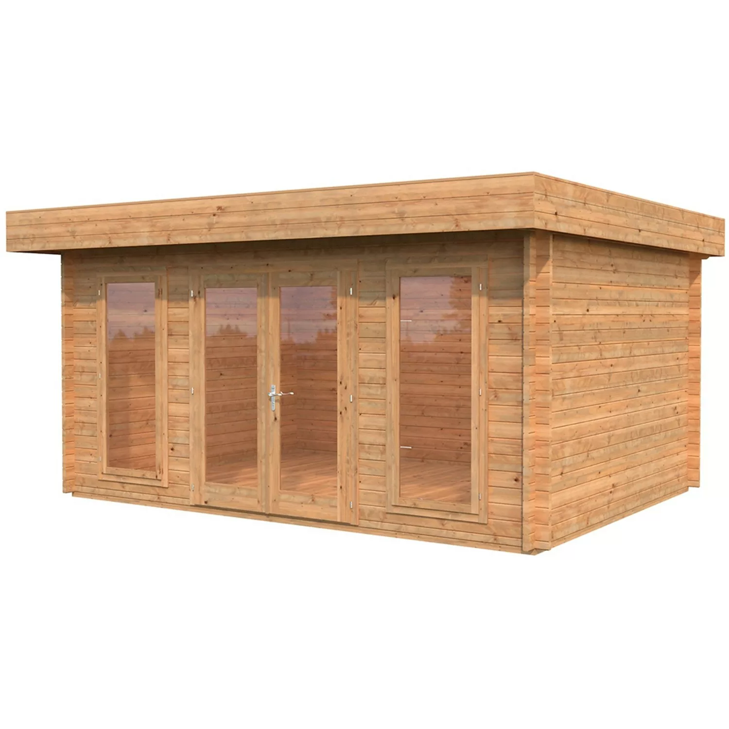 Palmako Bret Holz-Gartenhaus Braun Flachdach Tauchgrundiert 502 cm x 338 cm günstig online kaufen