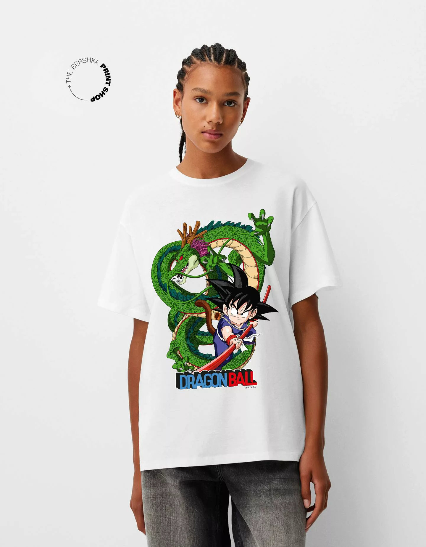 Bershka Oversize-Shirt Dragon Ball Mit Kurzen Ärmeln Damen M Grbrochenes We günstig online kaufen