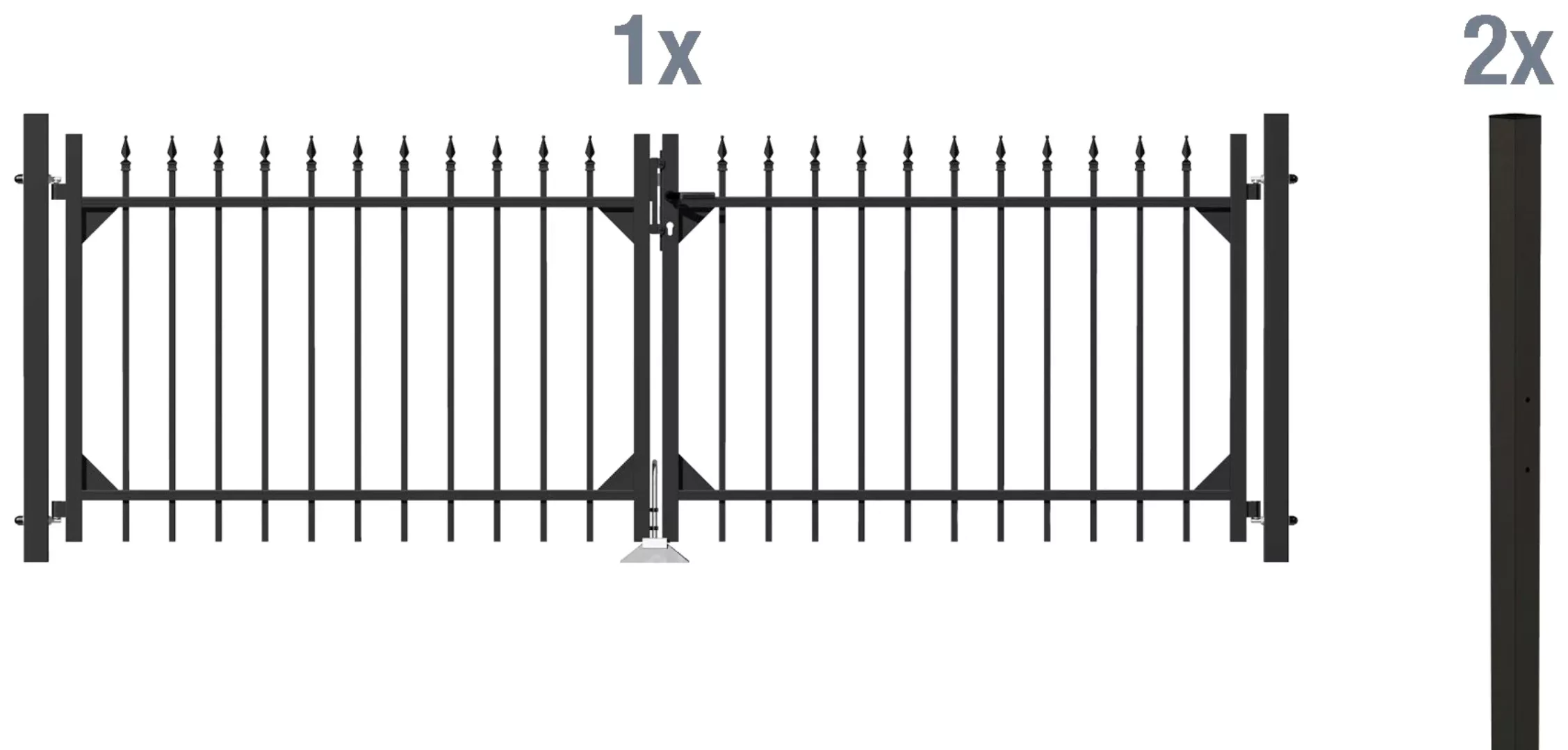 Metallzaun Doppeltor-Set Chaussee Schwarz z. Einbetonieren 100 cm x 301 cm günstig online kaufen