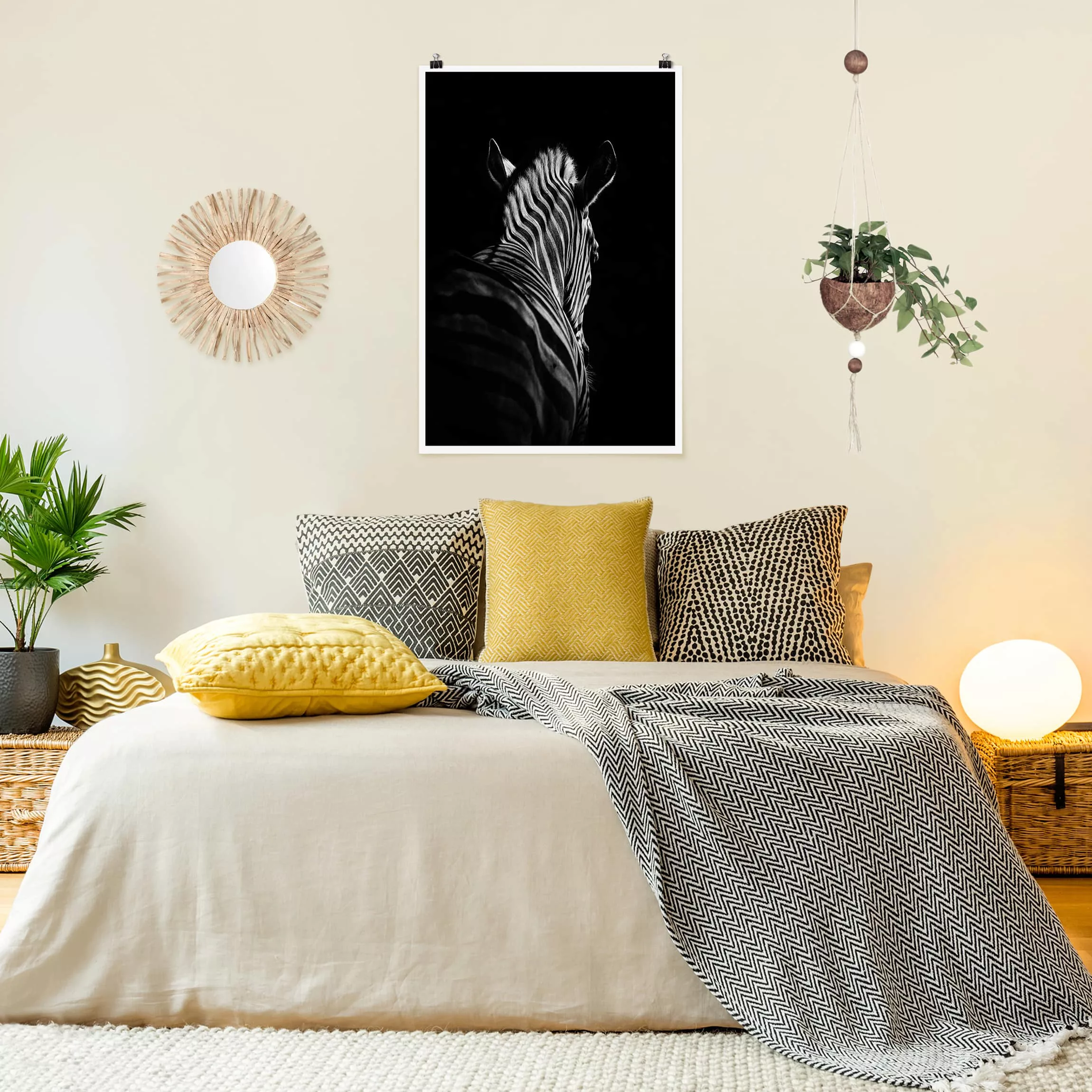 Poster Tiere - Hochformat Dunkle Zebra Silhouette günstig online kaufen