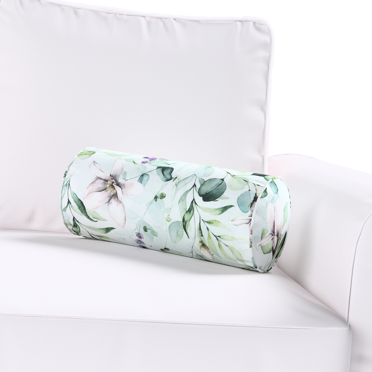 Einfache Nackenrolle, mintgrün-weiß, Ø 16 x 40 cm, Flowers (143-66) günstig online kaufen