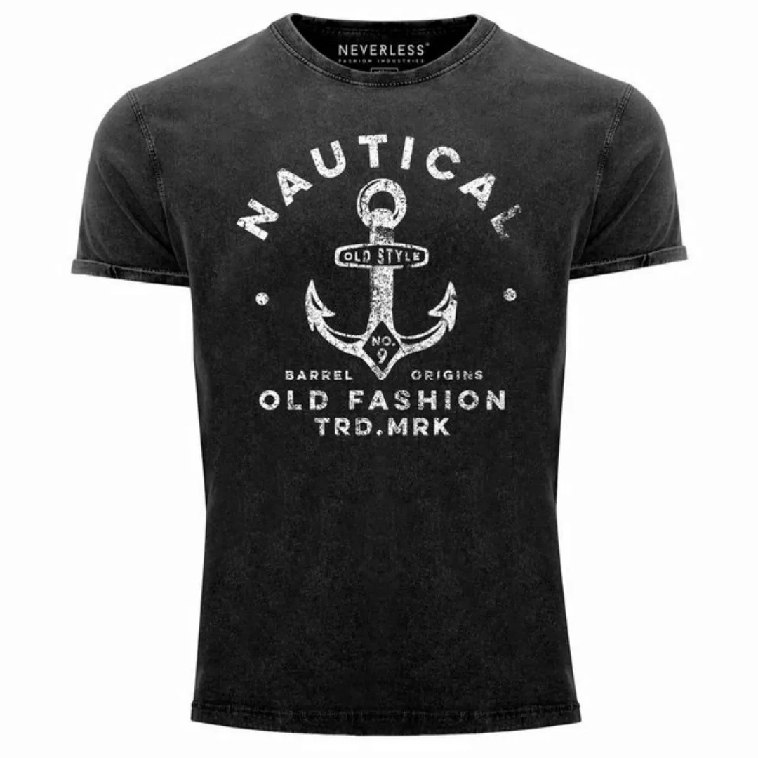 Neverless Print-Shirt Herren Vintage Shirt Anker Motiv Nautical Old Fashion günstig online kaufen