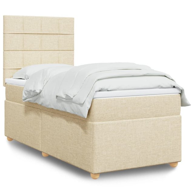 vidaXL Boxspringbett, Boxspringbett mit Matratze Creme 80x200 cm Stoff günstig online kaufen