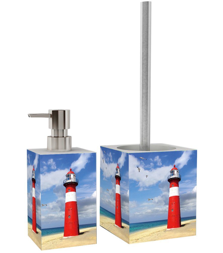 Sanilo Badezimmer Set, Seifenspender und WC Bürste Leuchtturm günstig online kaufen