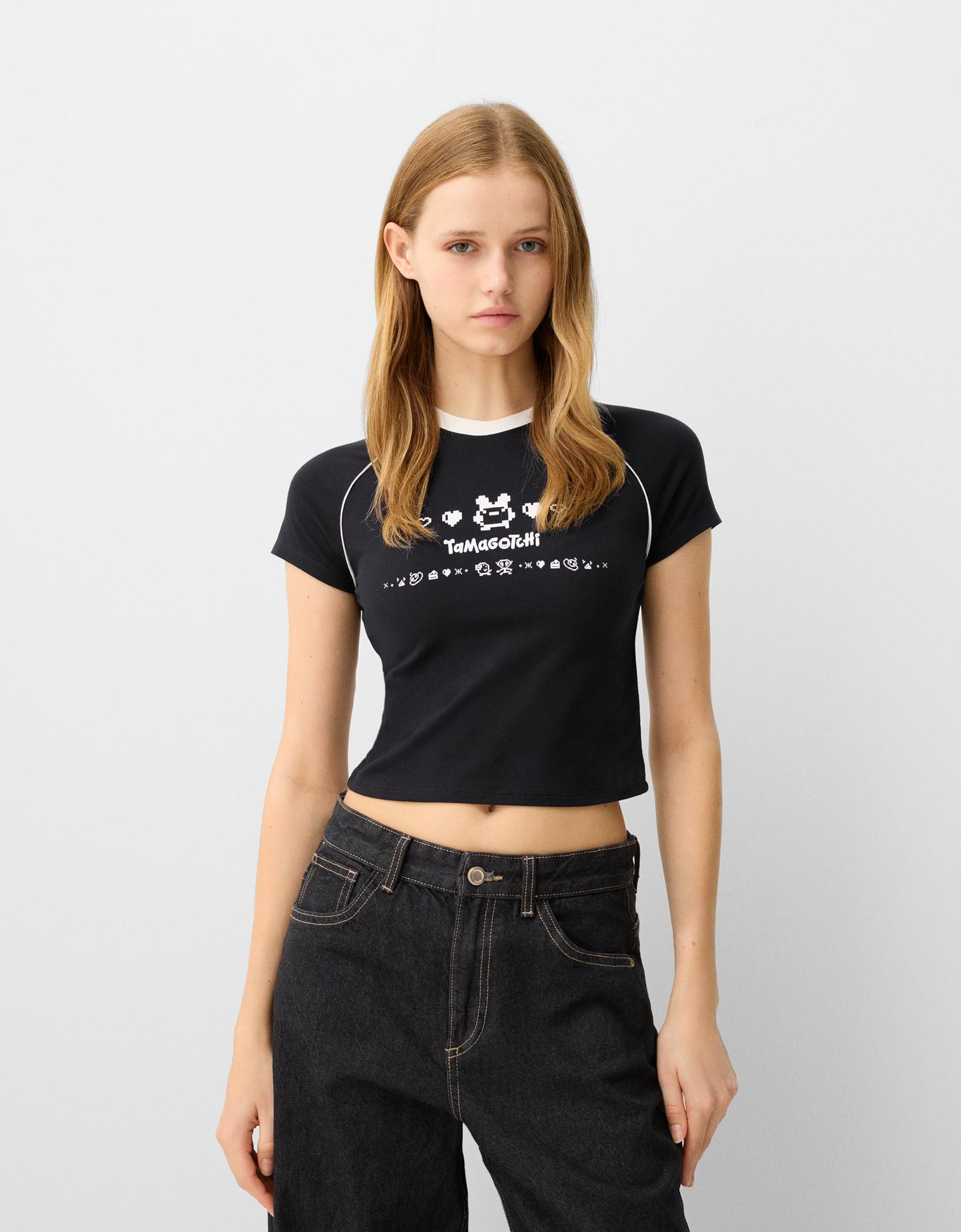 Bershka T-Shirt Tamagotchi Mit Kurzen Ärmeln Damen Xs Schwarz günstig online kaufen