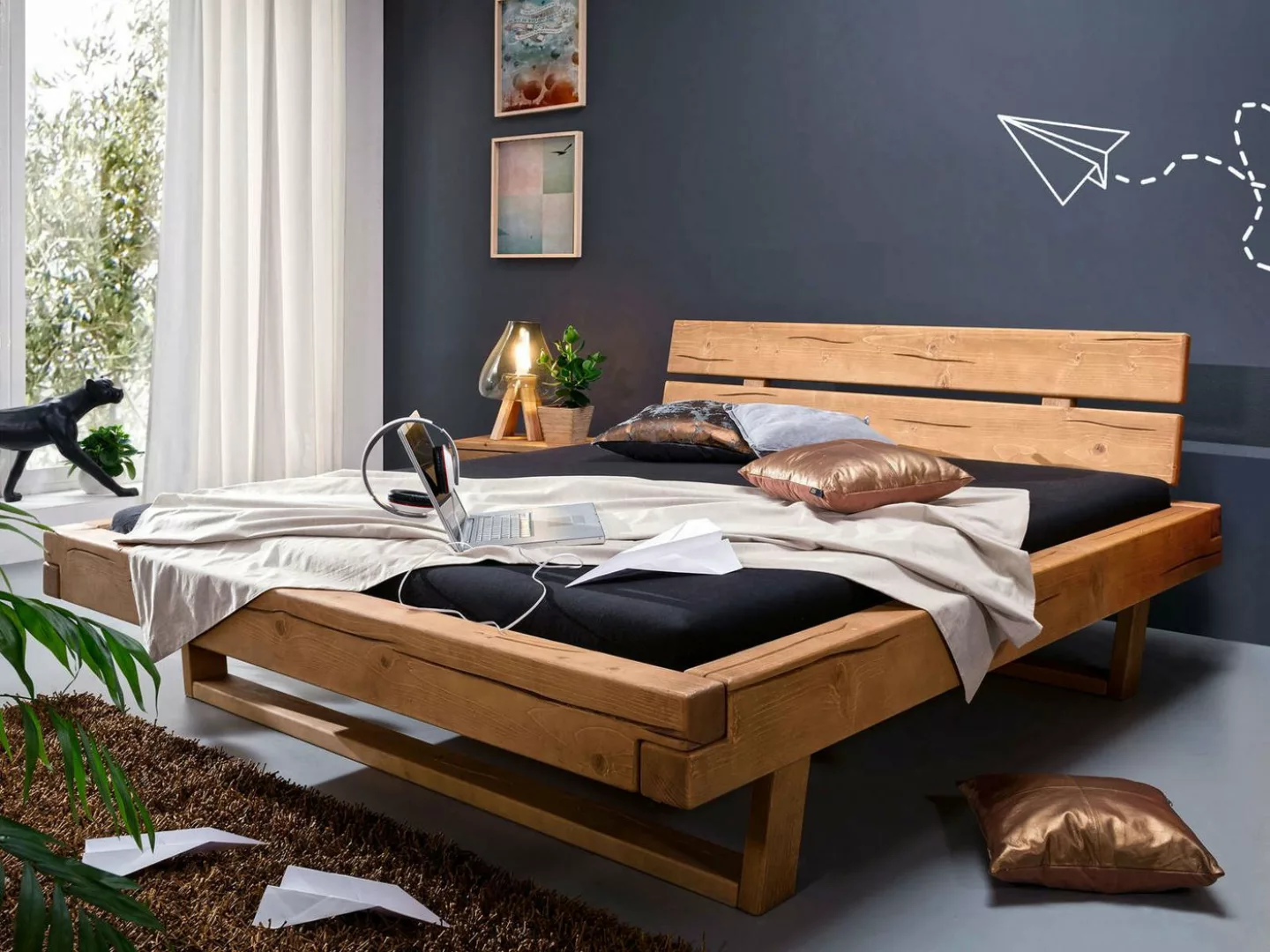 Casamia Massivholzbett Bett Doppelbett 140/160/180/200 x 200 cm Balkenbett günstig online kaufen