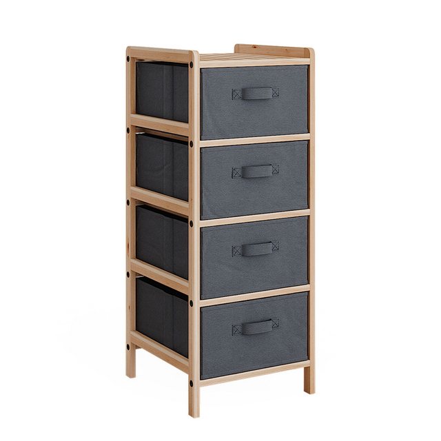 Vicco Midischrank Bruno, Grau/Holz, 34.5 x 86 cm mit 4 Stoffschubladen günstig online kaufen