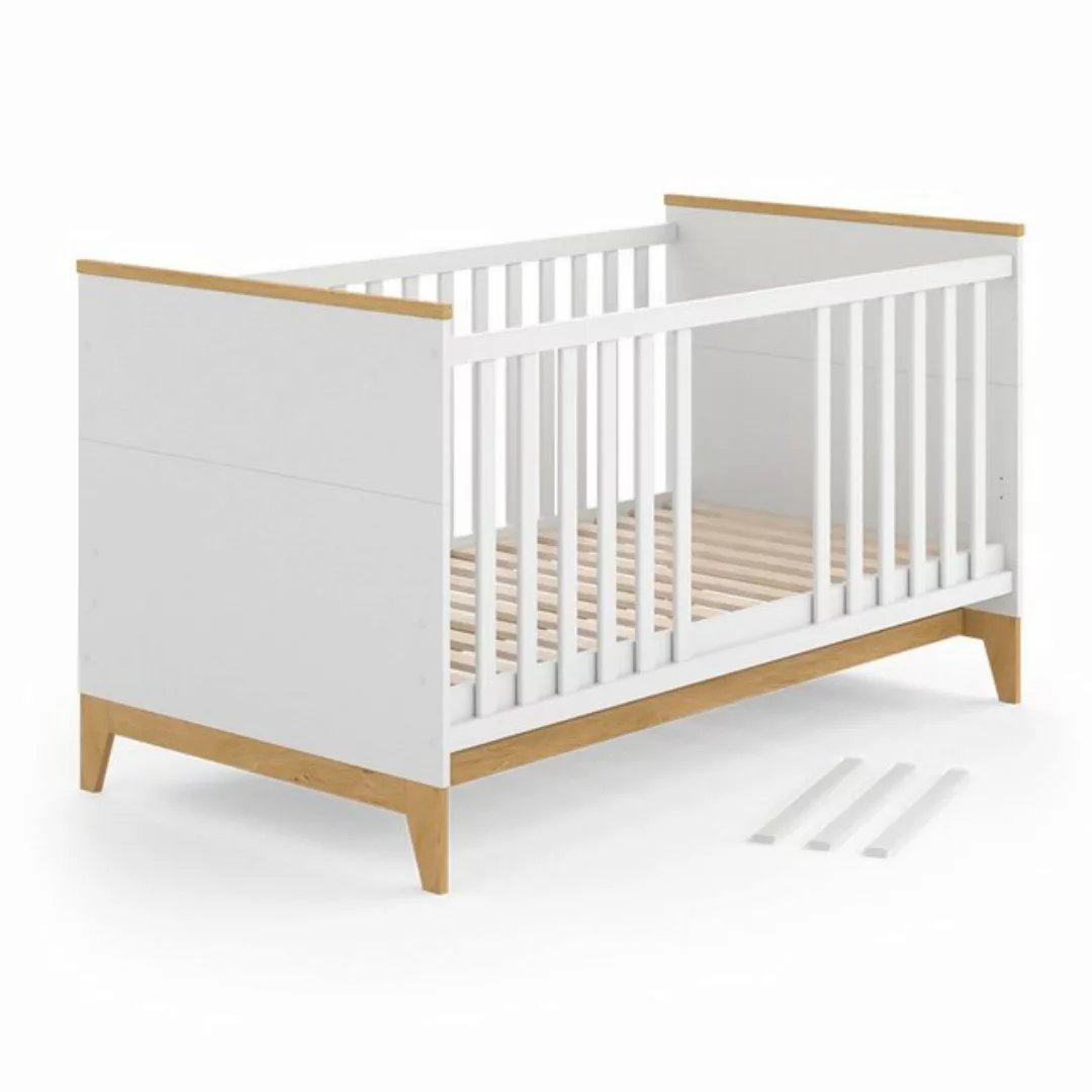 VitaliSpa® Kinderbett Babybett Juniorbett MALIA 70x140cm Weiß Eiche günstig online kaufen