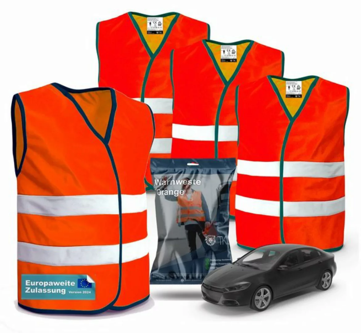 autogadget® Warnweste 4X Warnwesten Orange - Pannenweste 2024 Unfallweste I günstig online kaufen