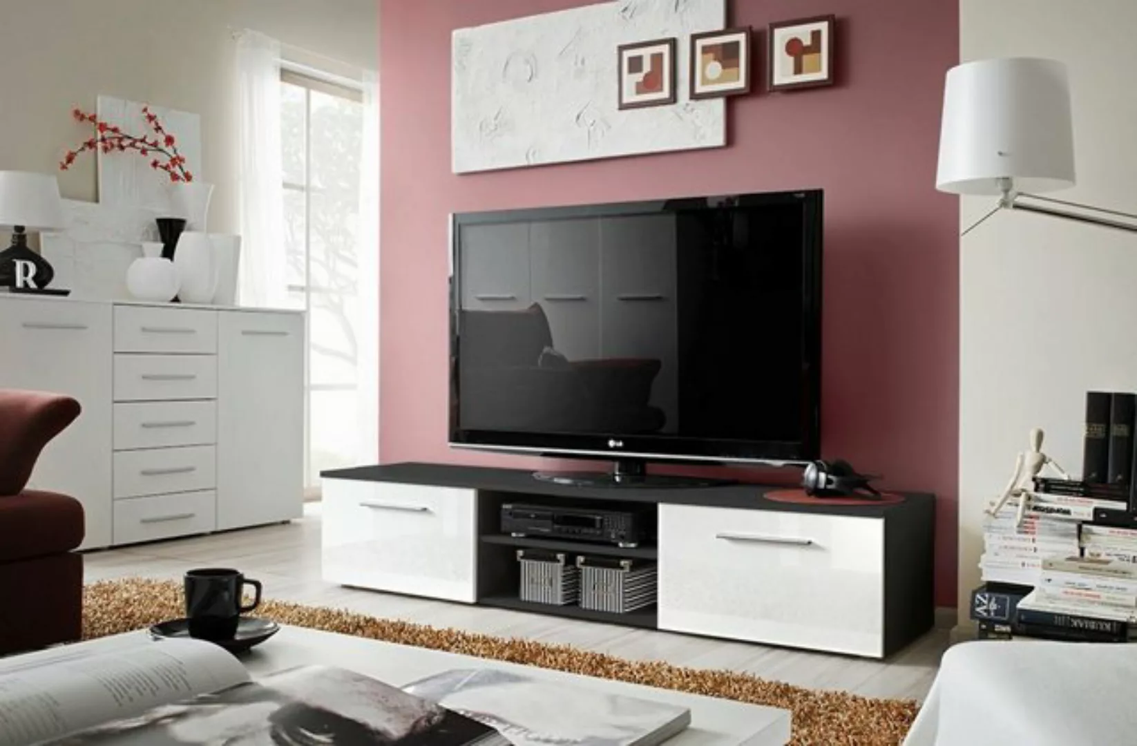 ASM-Moebel TV-Schrank TV Tisch Lowboard TV Board Unterschrank BONO II mit H günstig online kaufen
