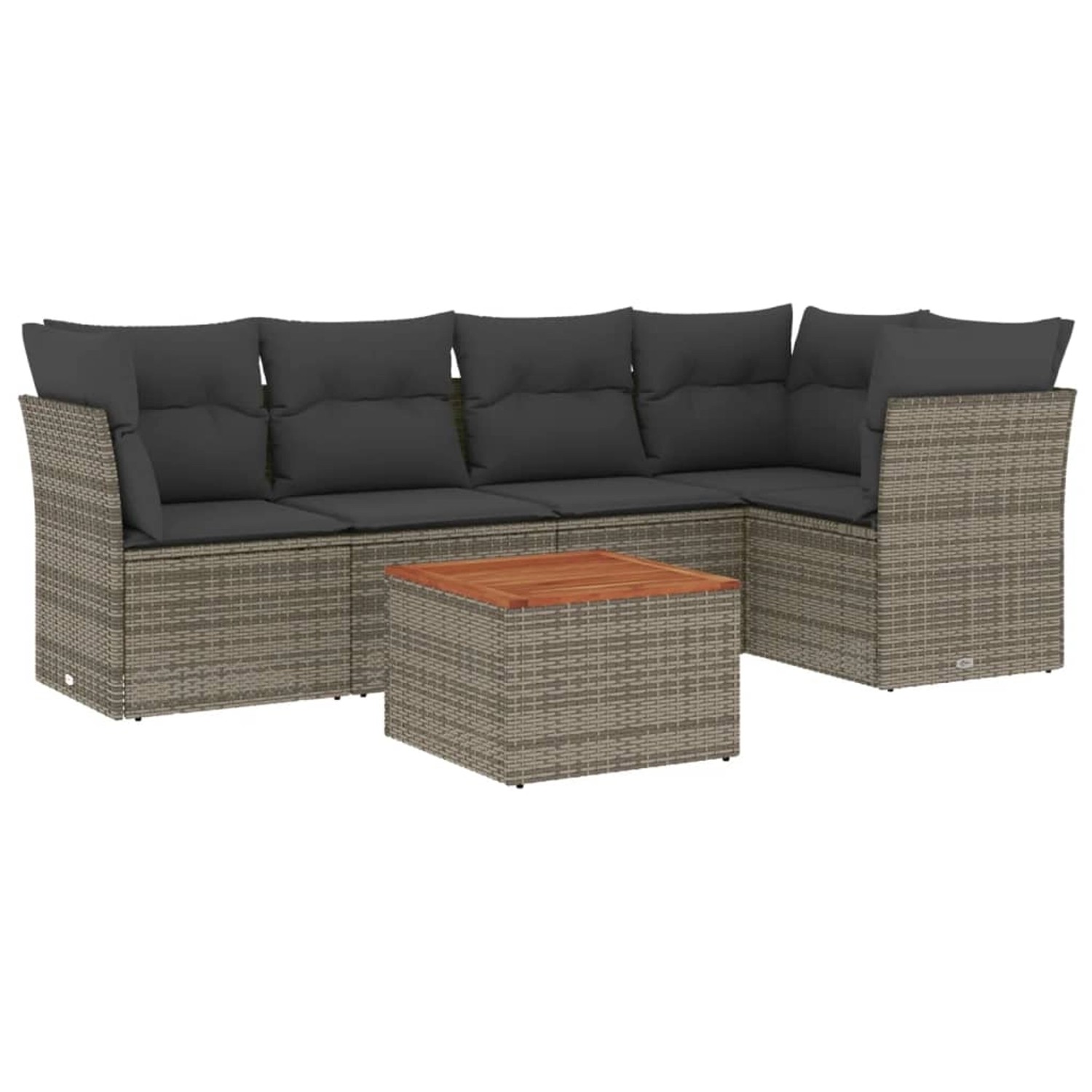 vidaXL 6-tlg Garten-Sofagarnitur mit Kissen Grau Poly Rattan Modell 79 günstig online kaufen