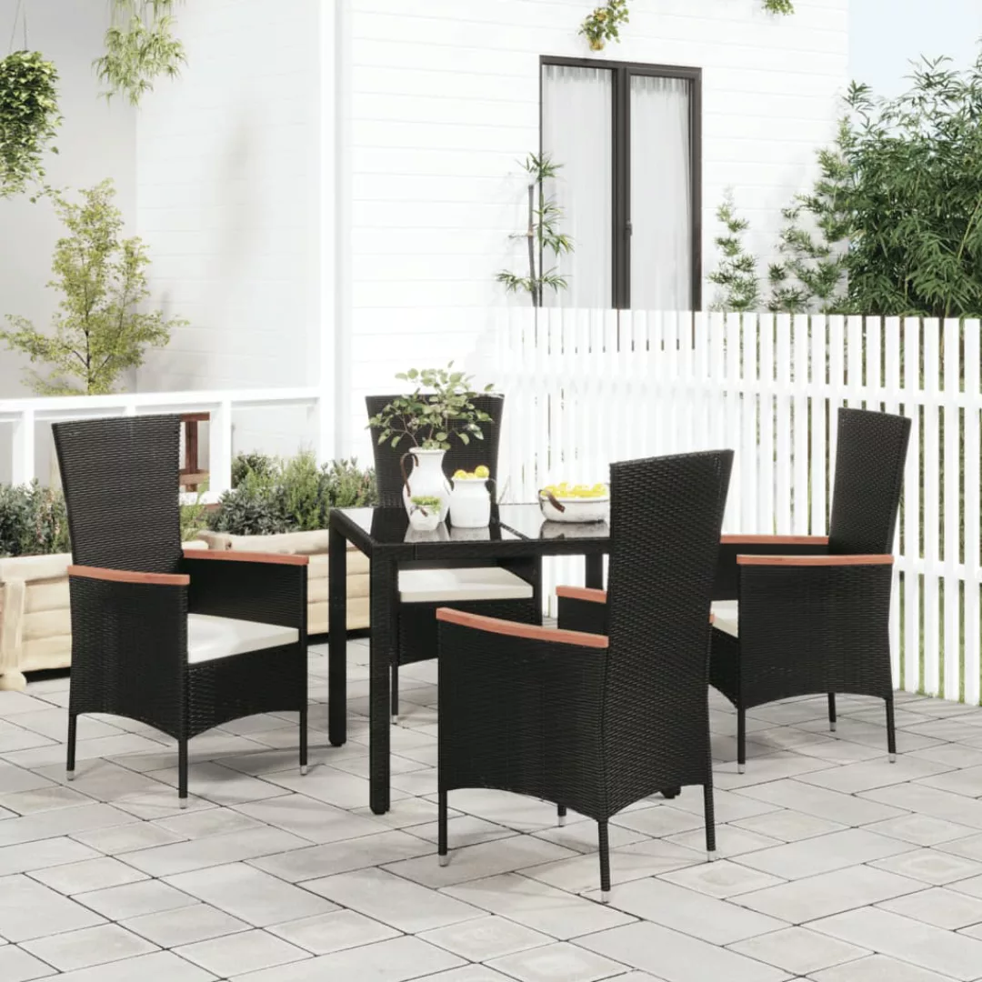 Vidaxl Gartenstühle Mit Kissen 4 Stk. Poly Rattan Schwarz günstig online kaufen