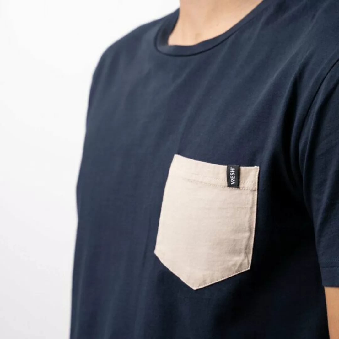 Vilip - Pocket T-shirt Aus Biobaumwolle, Navy-beige, Beige-bordeaux günstig online kaufen