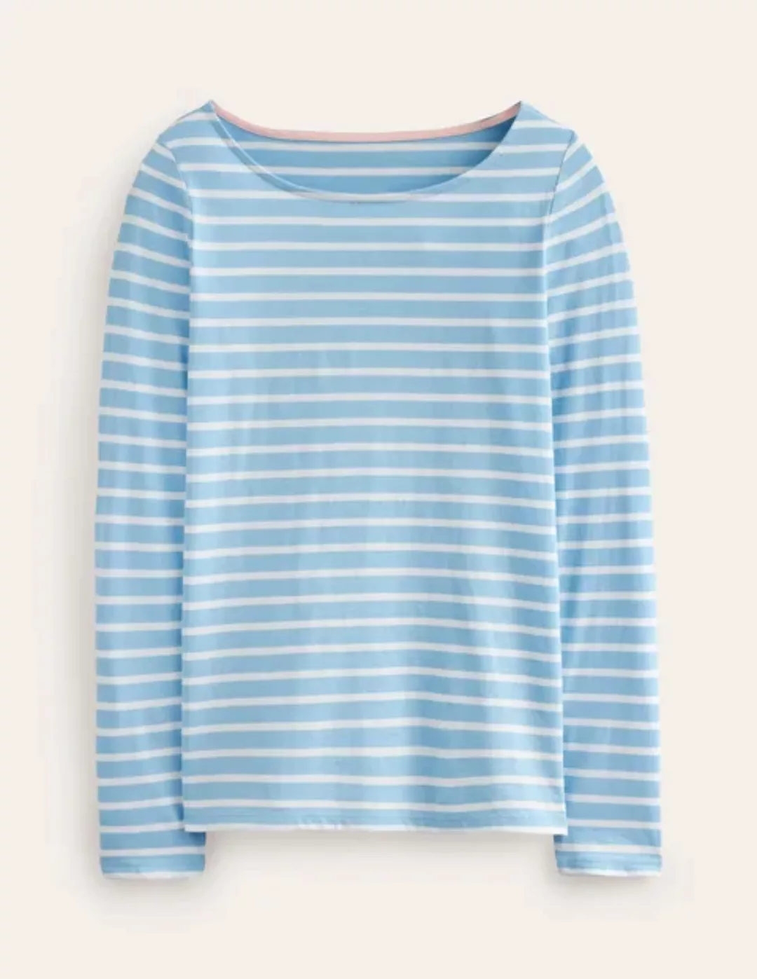 Ella Bretonshirt mit langen Ärmeln Damen Boden, Helles Blau, Naturweiß Stre günstig online kaufen